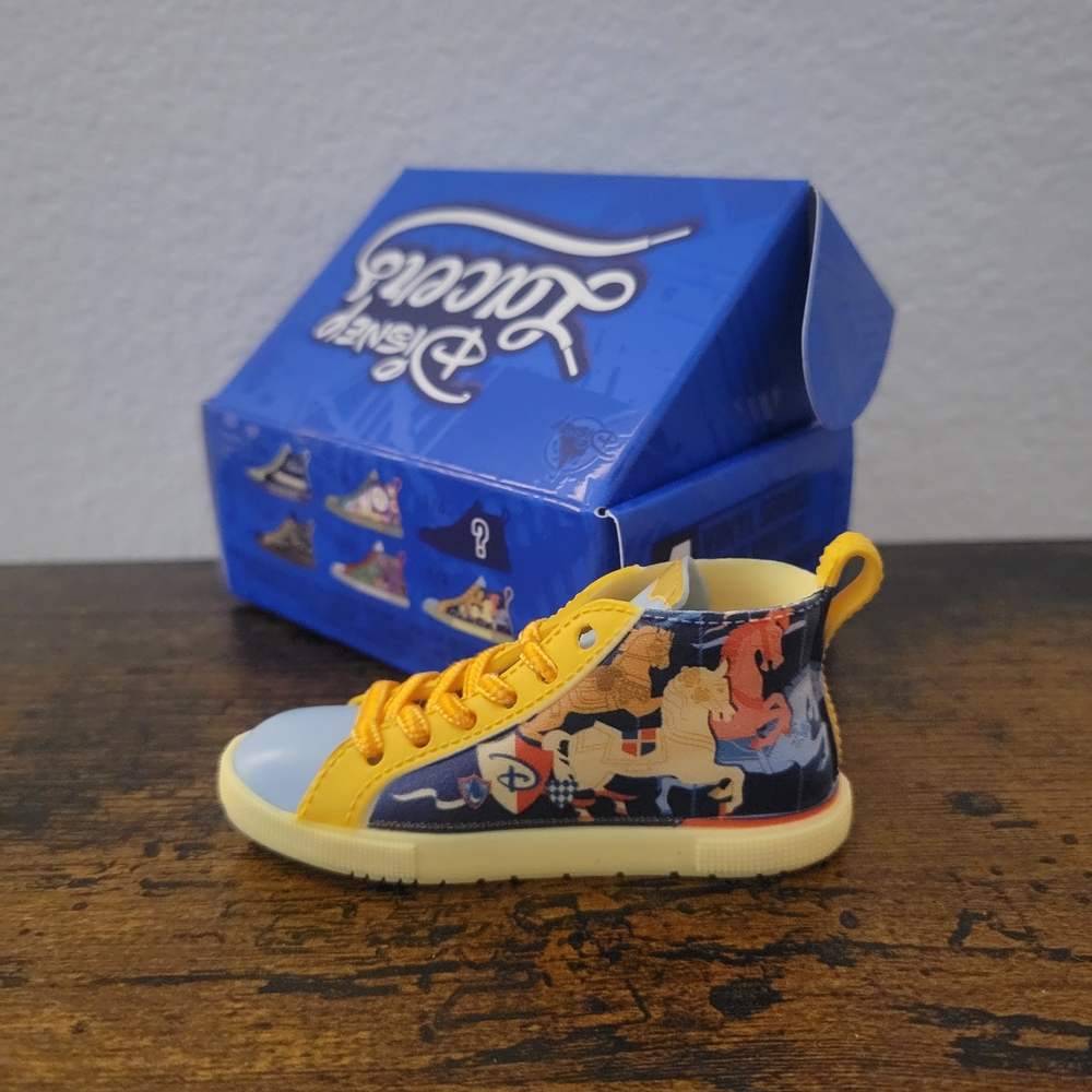 Disney Character Print Canvas Sneaker with Yellow Laces and Blue Toe